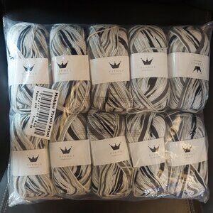 Lot of NEW Tivoli Acrylic Yarn 10 Skeins Hobbii Print Black White Grey Color 06